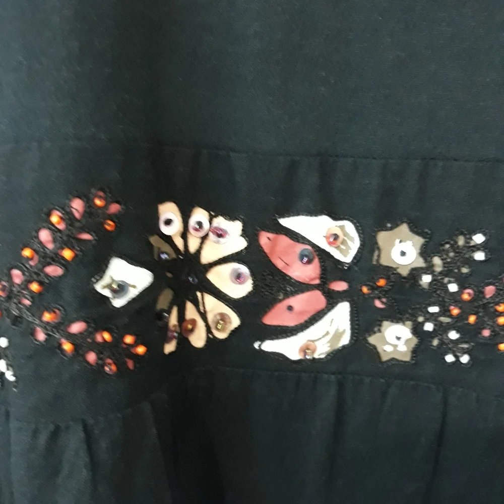 Mix Nouveau 100% Cotton Black Beaded  Dress Size Medium - Picture 5 of 11